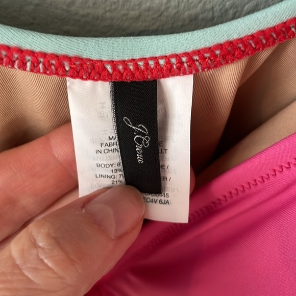 J Crew Strappy Colorblock One Piece Swimsuit Cerise, Hot Pink and Red size 14 - Picture 4 of 5